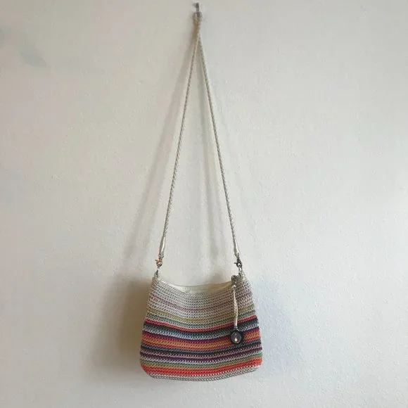 The Sak Crochet Crossbody Rainbow Striped Crossbody Vegan Recycled Bag - Picture 7 of 9